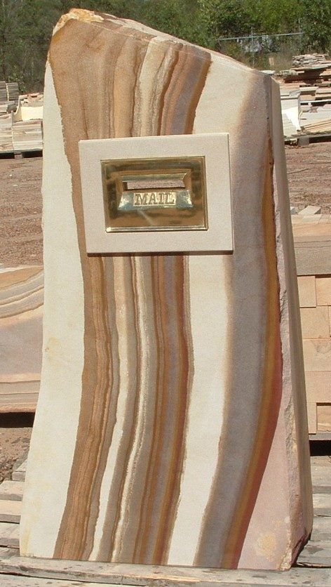 Sandstone Mailbox With Brass Insert; Outdoors — Australian Sandstone Products In Byron Bay, QLD