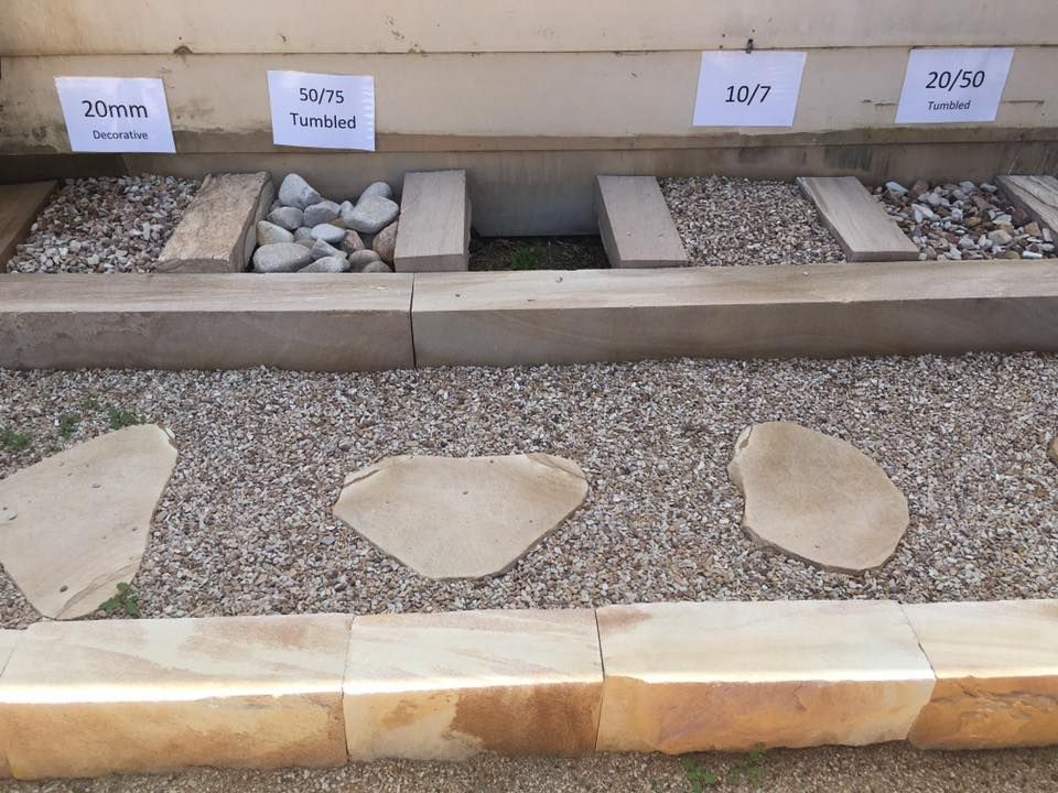 Display of Landscaping Materials: Gravel, Stones, Pavers — Australian Sandstone Products In Byron Bay, QLD.