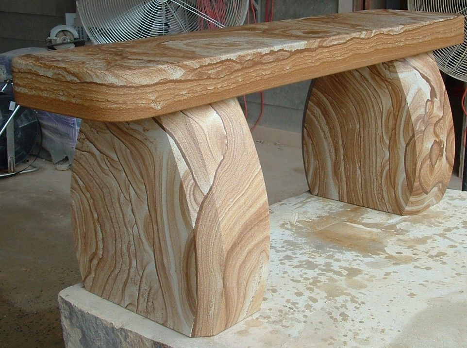 Stone Bench With Striped, Tan and Brown Layers — Australian Sandstone Products In Byron Bay, QLD