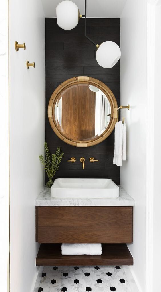 half-bathroom-ideas-dark-accent-wall-white-walls-designer-floor-tile