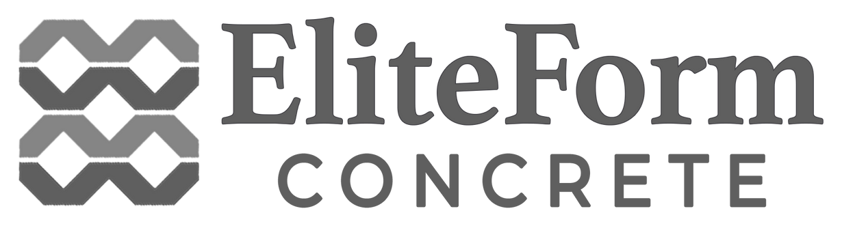 A logo for elite form concrete precision poured elite built