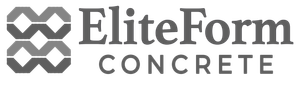 A logo for elite form concrete precision poured elite built