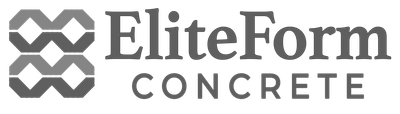 A logo for elite form concrete precision poured elite built