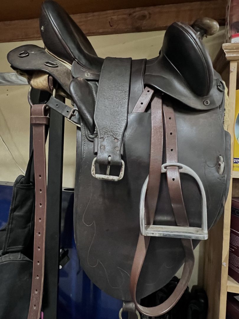 A Brown Saddle Is Sitting On A Metal Stand In A Store With A Couple Of Saddles In The Background — Paint Horse Saddlery In Taree, NSW