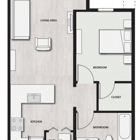 Unit A Floor Plan, 1 Bed, 1 Bath | Del Oro on Broadway