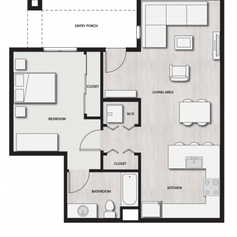 Unit C Floor Plan, 1 Bed, 1 Bath | Del Oro on Broadway