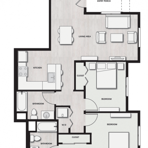 Unit I Floor Plan, 2 Bed, 2 Bath | Del Oro on Broadway