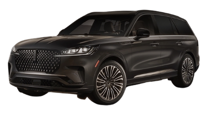 A black lincoln aviator suv is shown on a white background.