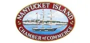 The nantucket island chamber of commerce logo has a boat in the water.