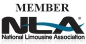 The logo for the national limousine association is black and blue.
