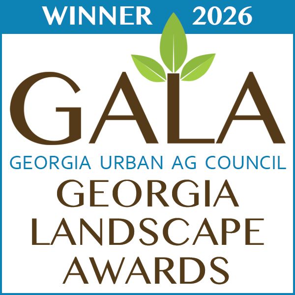 A 2026 Georgia Landscape Awards Winner logo for the Georgia Urban Ag Council, featuring a three-leaf graphic.