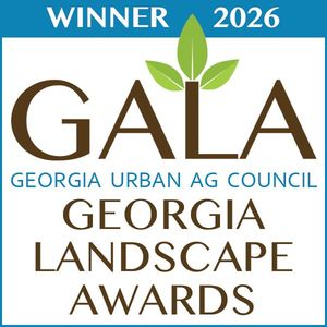 A 2026 Georgia Landscape Awards Winner logo for the Georgia Urban Ag Council, featuring a three-leaf graphic.