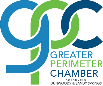 A blue and green logo for the greater perimeter chamber