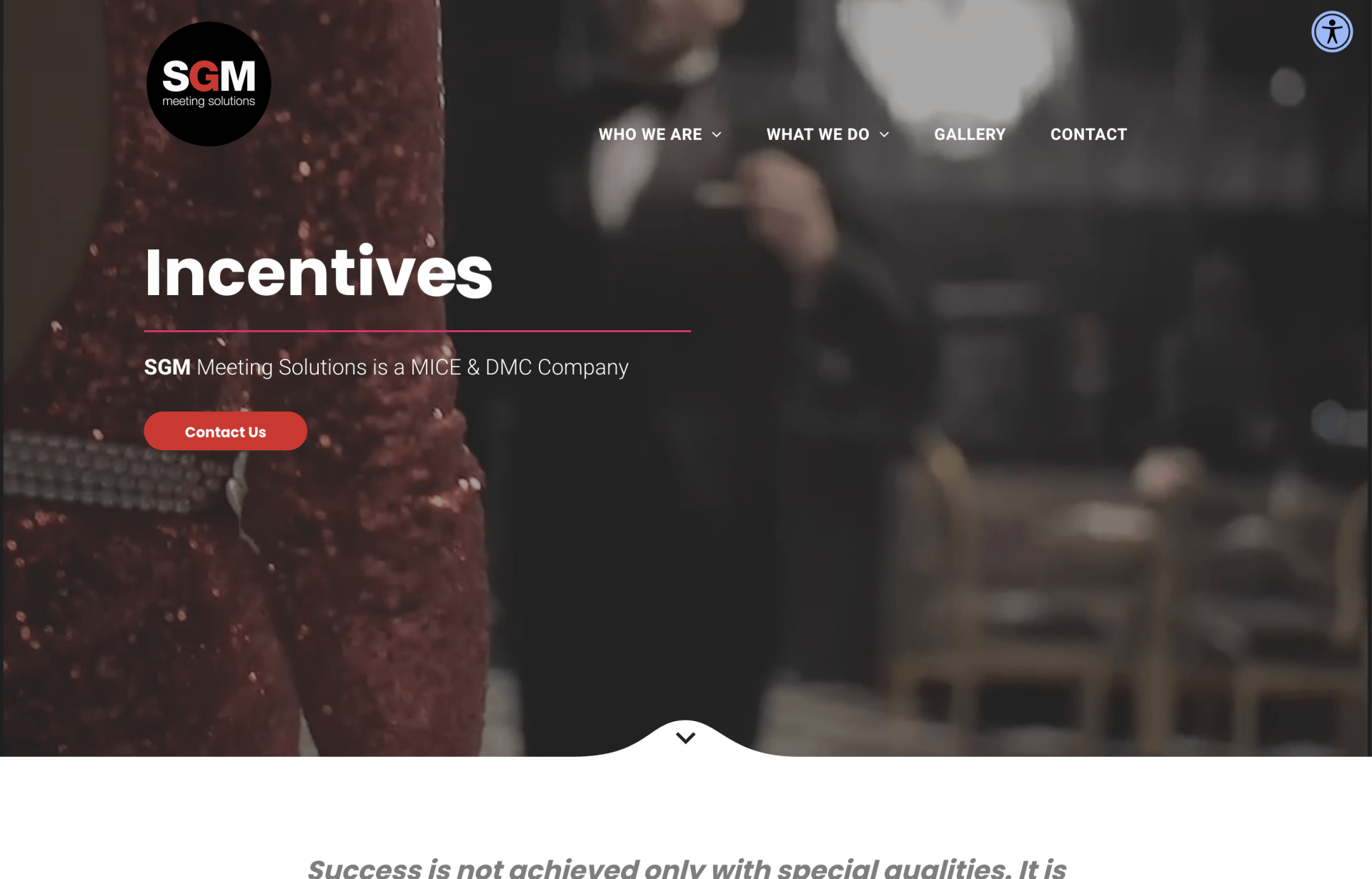 Website homepage with text 