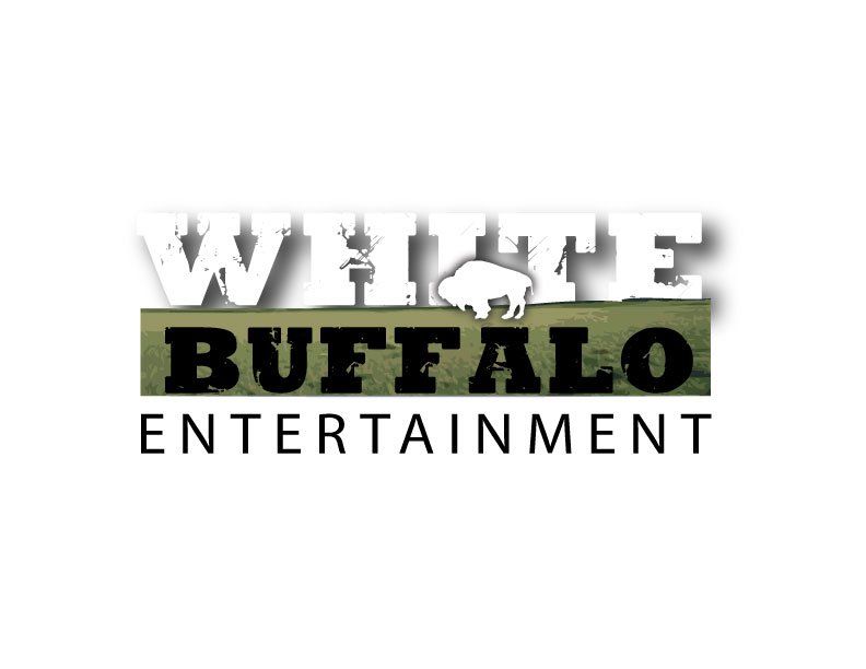 Logo for White Buffalo Entertainment: White text on a green rectangle with a buffalo silhouette. 