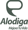Logo for Alodiga, featuring a stylized green shape and the company name with the tagline