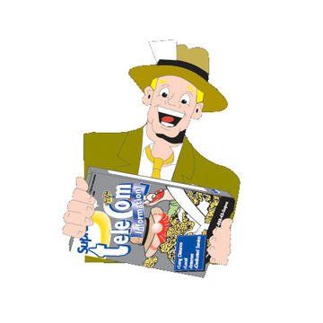 Cartoon man holding a 