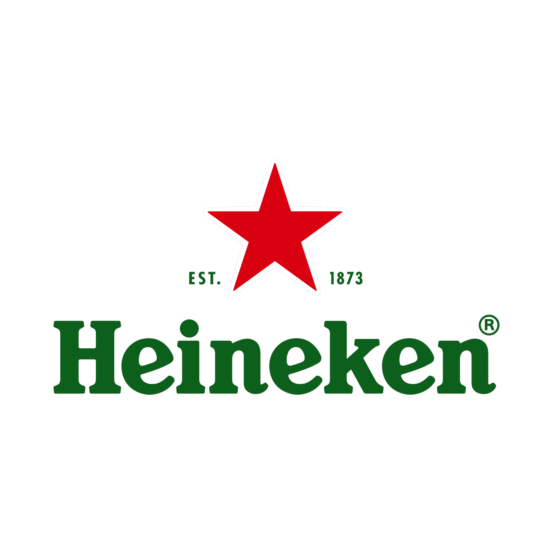 The Heineken logo: a red star above green text that reads