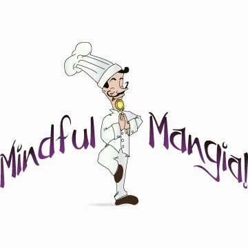 Chef in white uniform and hat holds a spoon, with hands clasped in prayer position. Text 