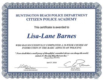 Citizens Police Academy certificate