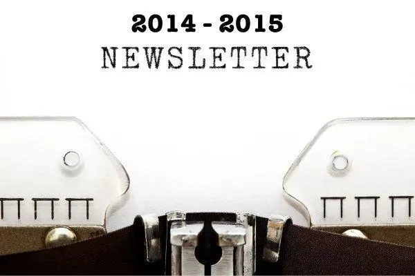 A typewriter with the words 2014-2015 newsletter written on it