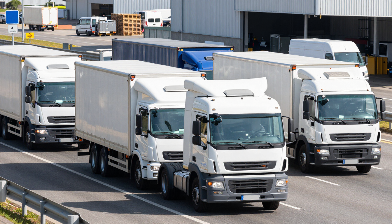 Flota de camiones de diferentes capacidades para mudanzas y fletes