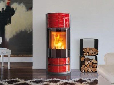 Red Piazzetta wood burning stove
