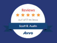 A badge that says reviews out of 9 reviews scott r. austin avvo