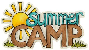 A drawing of a sun and the words summer camp