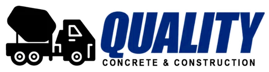 The logo for quality concrete and construction shows a concrete mixer truck.