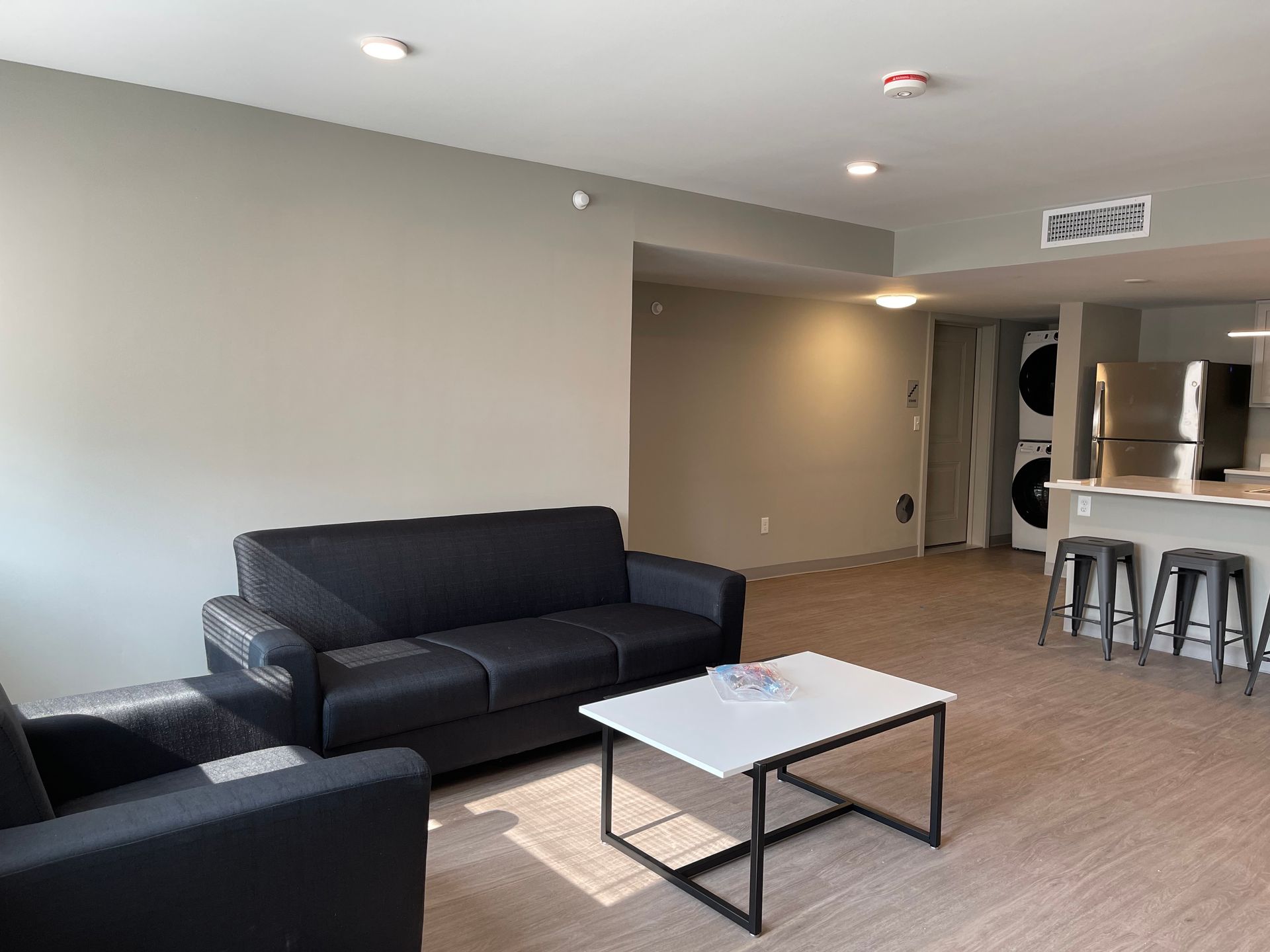black couch in living room