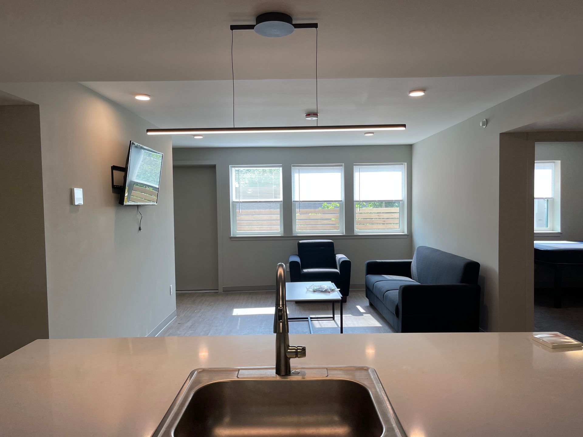 sink looking into the living room