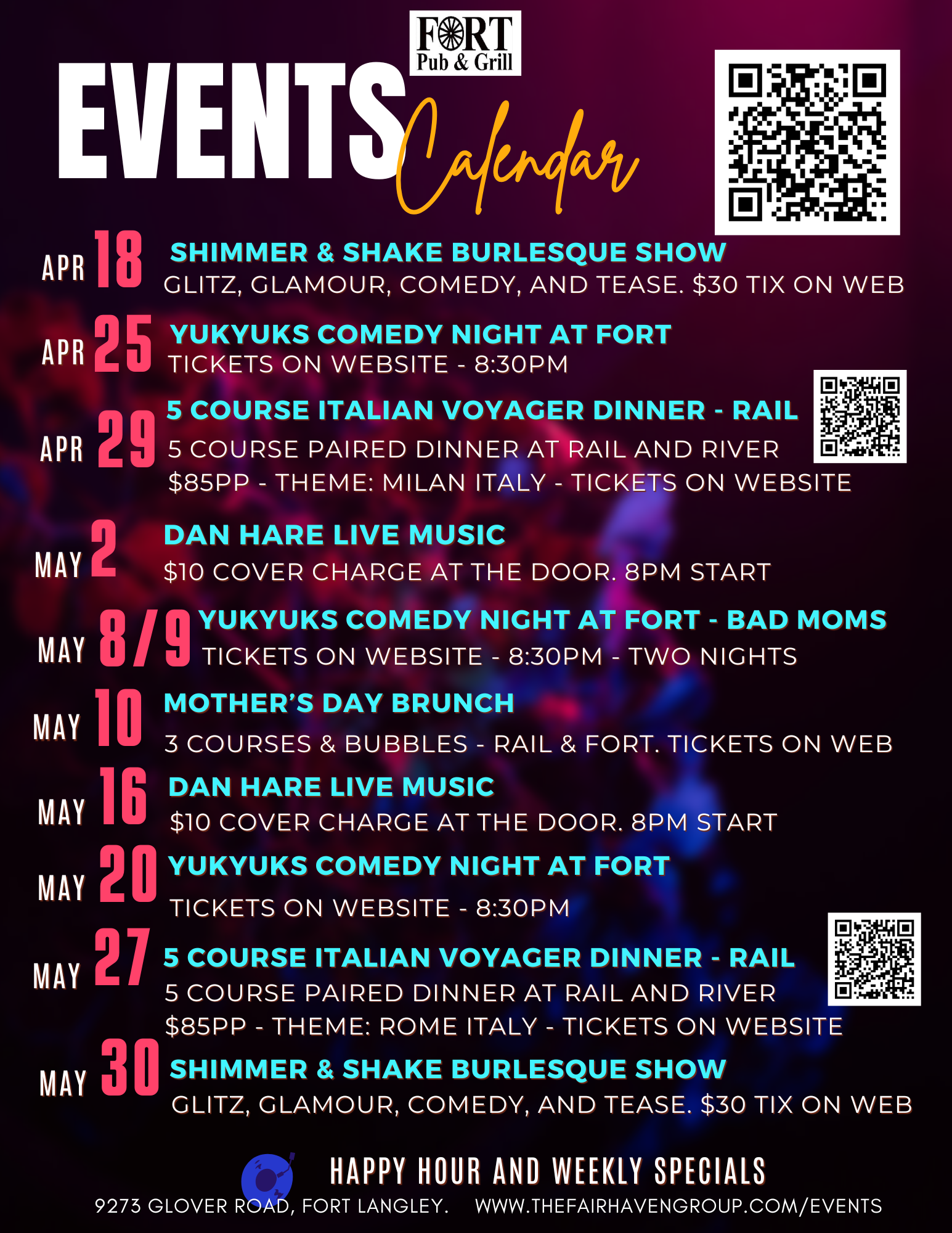 Cursed cabaret live music at the fort pub 7 pm every friday