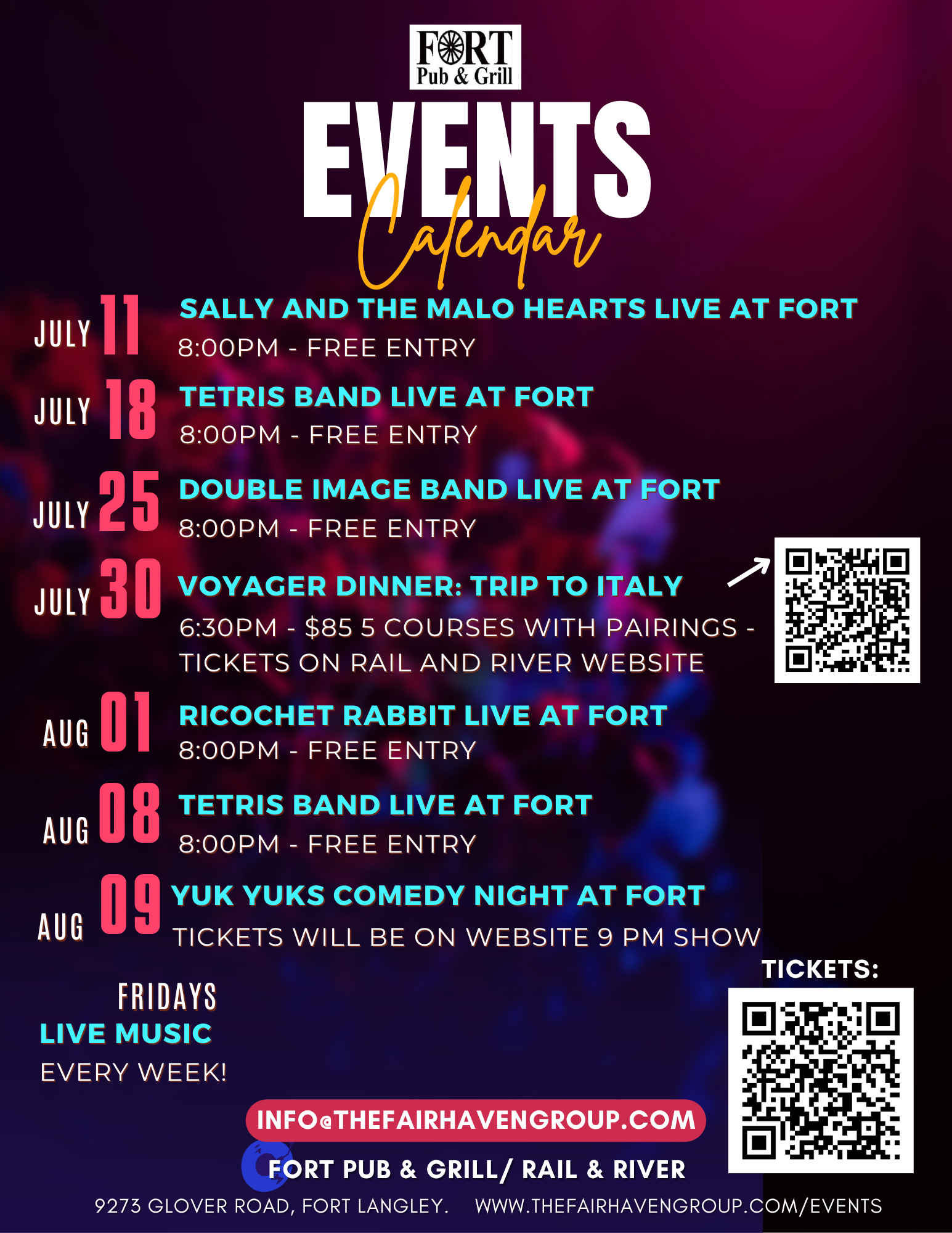 Cursed cabaret live music at the fort pub 7 pm every friday