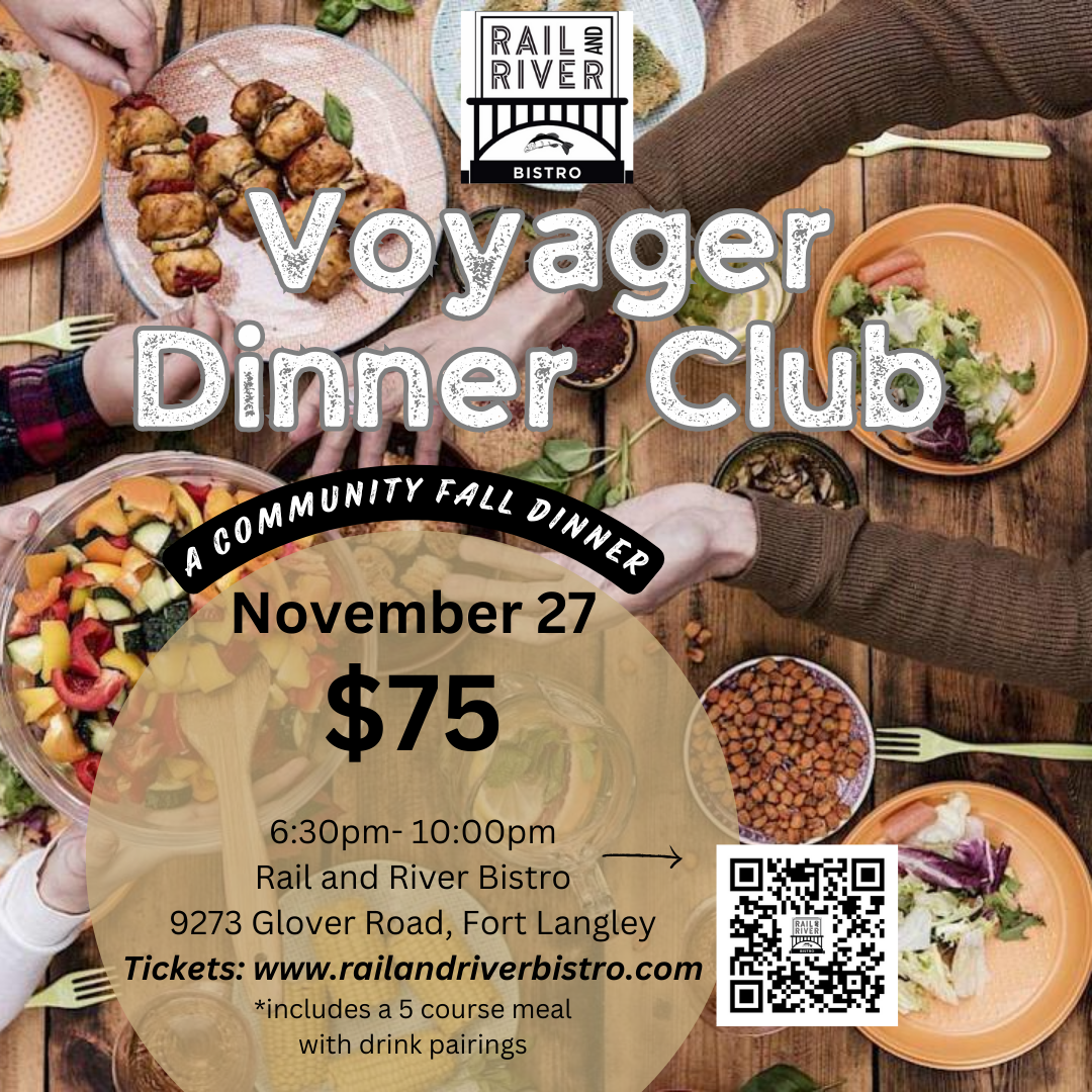 An advertisement for a voyager dinner club on october 30