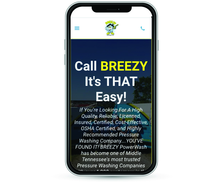 A cell phone with a website on it that says `` call breezy it 's that easy ! ''