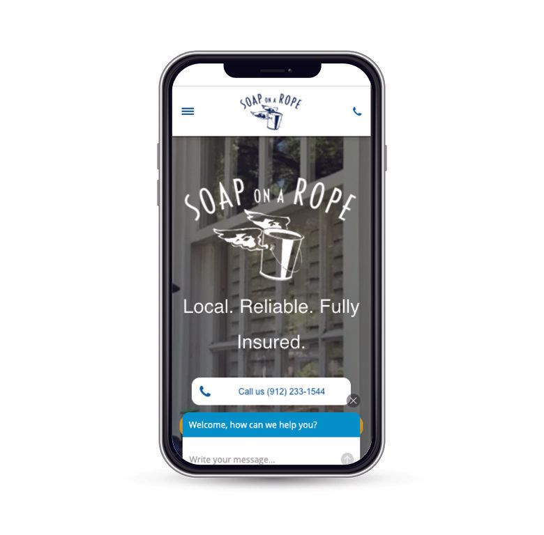 A cell phone displaying a website for soap on a rope.