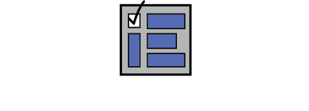 Un dessin d'une liste de contrôle avec une coche au milieu.