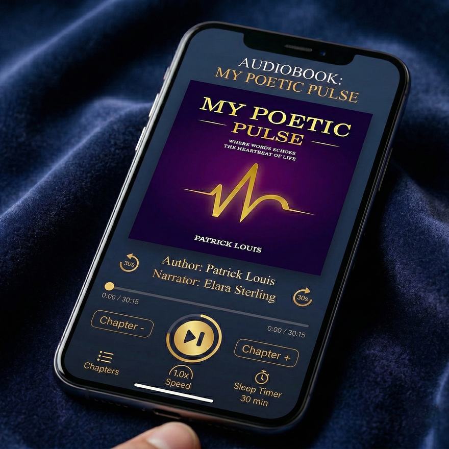 Smartphone displaying audiobook cover 