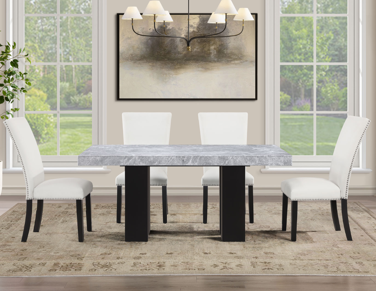 Steve Silver Artemis Rectangular Marble Dining Room Table at Peerless Furniture STL