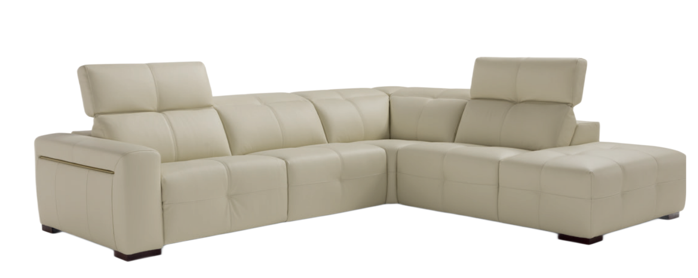 Maxdivani cream colored leather reclining sectional couch | St Louis | Peerless Furniture