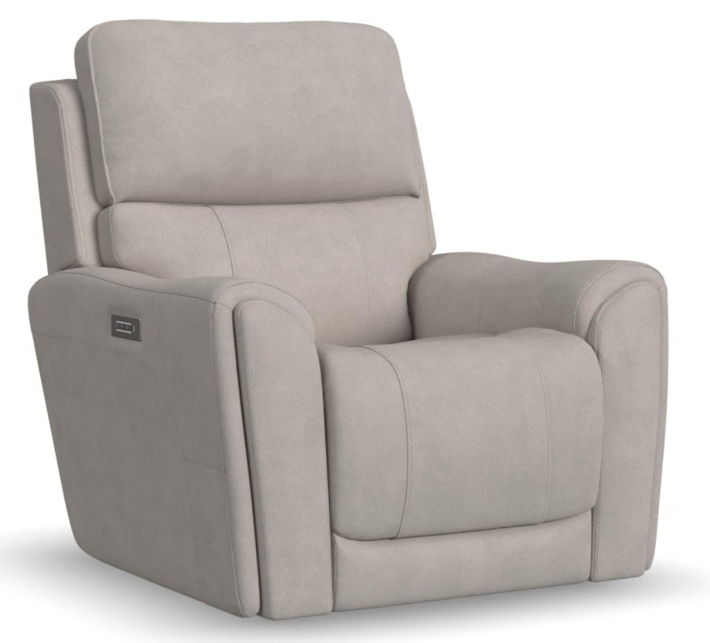 Brown leather recliner chair, partially reclined.