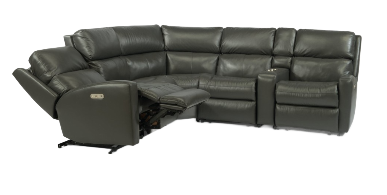 Maxdivani cream colored leather reclining sectional couch | St Louis | Peerless Furniture