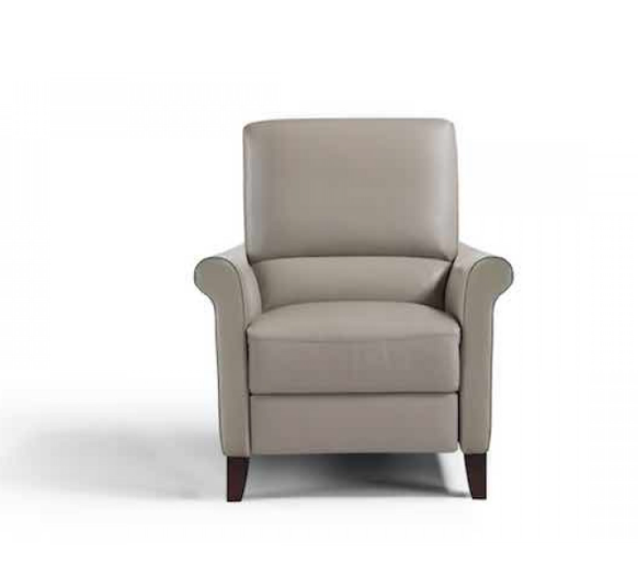 Gray leather recliner chair on a white background.