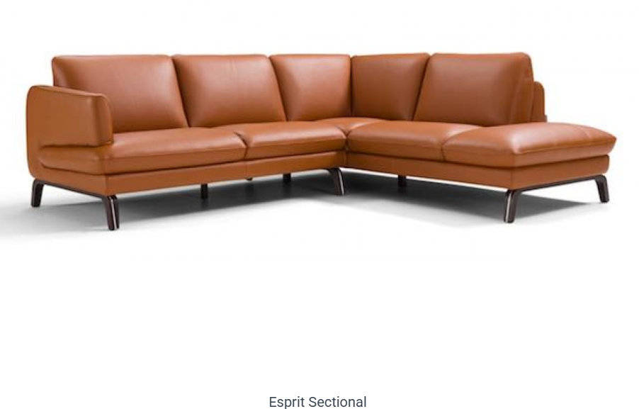 Brown leather sectional sofa on a white background.