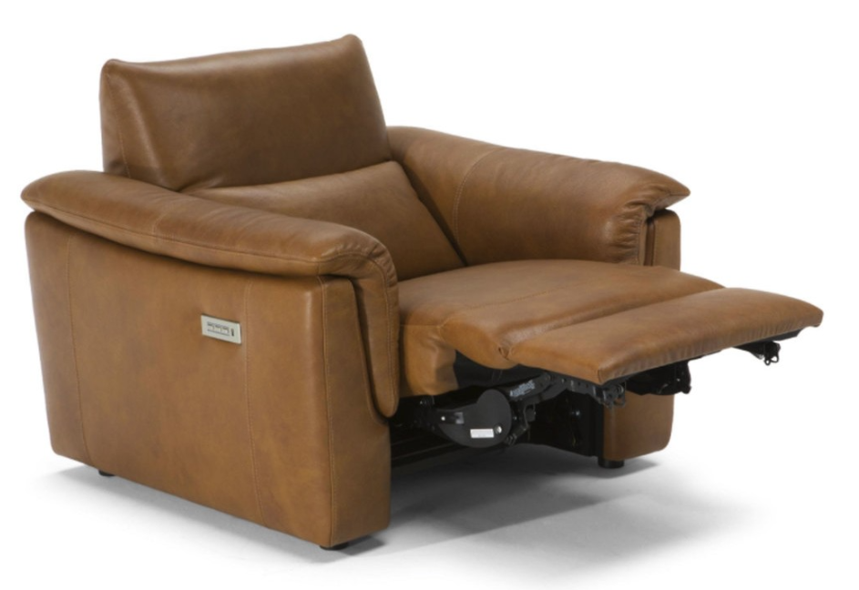 Brown leather recliner chair.
