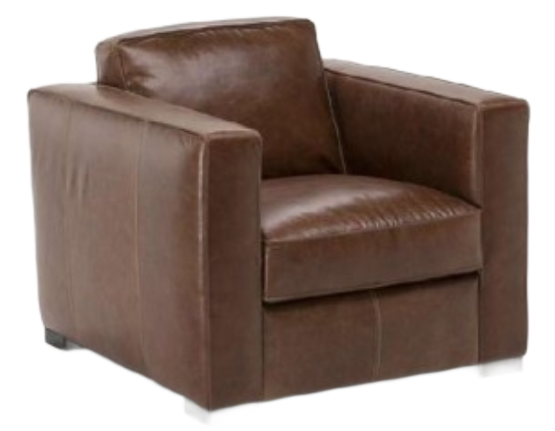 Brown leather sectional sofa with chaise lounge.