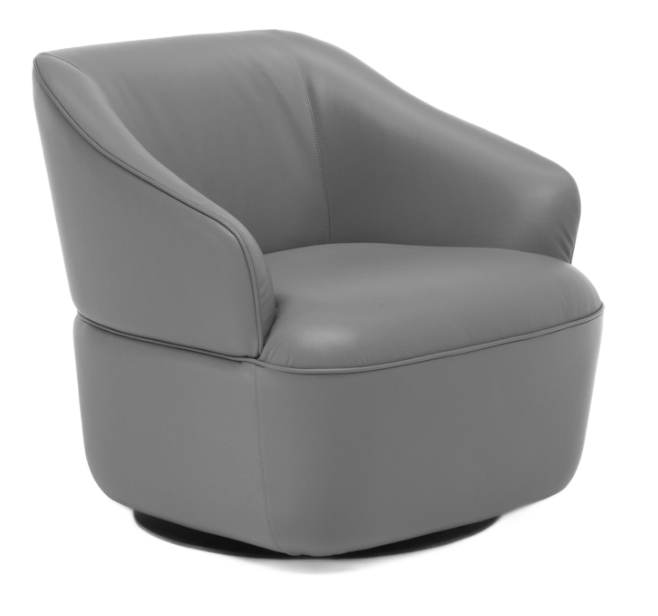 Gray leather swivel armchair.