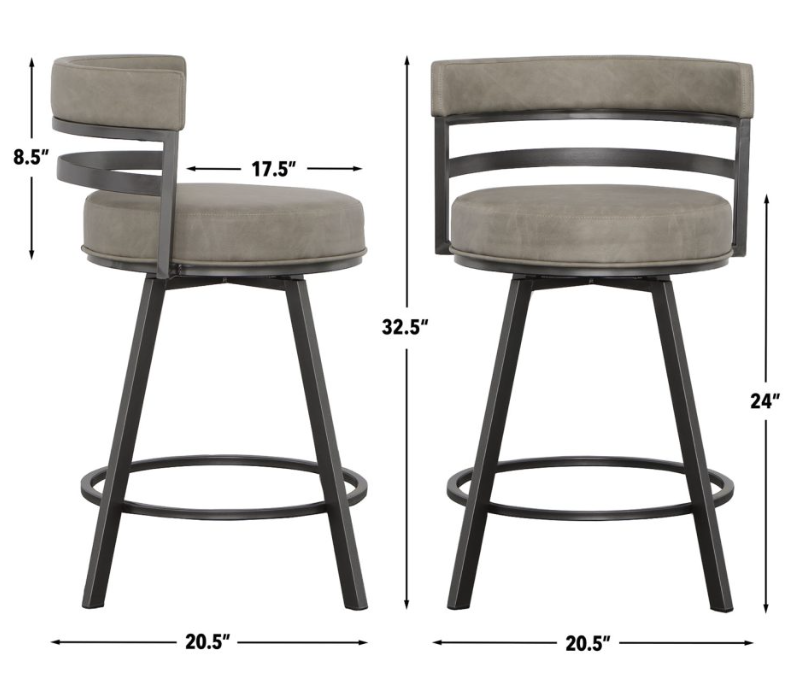 Steve Silver Gene  24 Inch bar stool in Gray at Peerless Furniture STL
