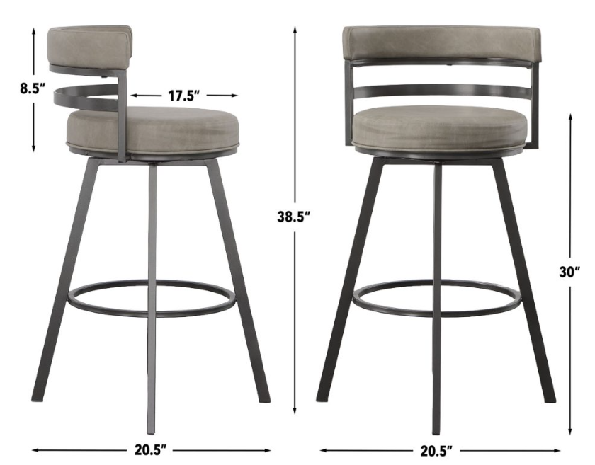 Steve Silver 30 Inch Gene  Bar Stool in Gray in St Louis